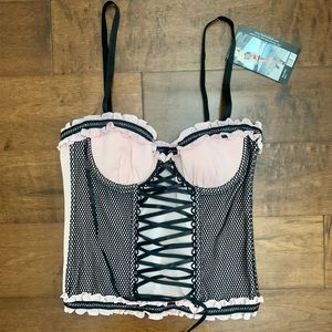 NWT Leg Avenue vintage y2k sexy fishnet and lace up corset size Large